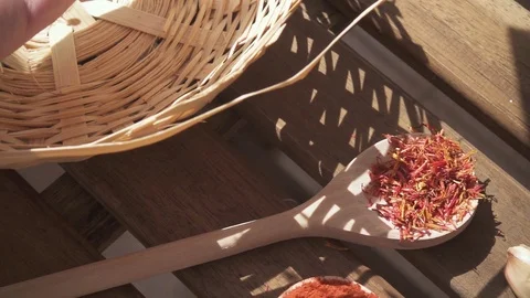 Slow motion raw rice is poured onto the man's palm Stock Footage 88947308