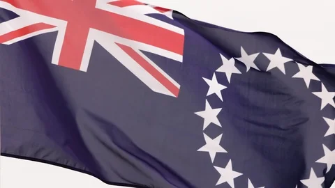 Slow motion real Cook Islands flag fluttering in the wind. Stock Footage 87260077