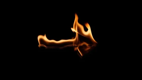 Slow motion of real fire flames danger sign burning on black background Stock Footage 125387647
