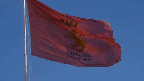 Slow motion red flag valletta Stock Footage 127840915