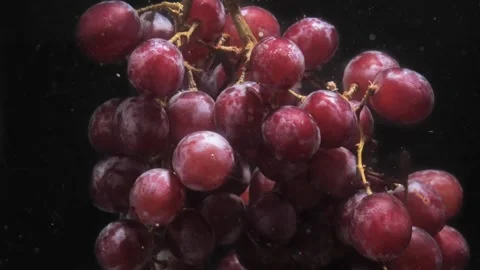 Slow motion of red grapes in water Stock Footage 219954124