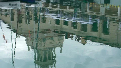 Slow Motion. Reflection in the water. Sochi seaport. Stock video footage Stock Footage 97433083