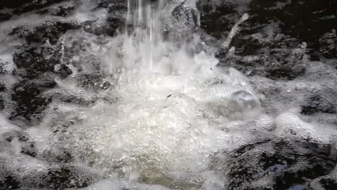 Slow motion of Refreshing Water splashes into a river Video stock 275642140