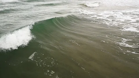 Slow motion restless gray sea with waves Video stock 82791883