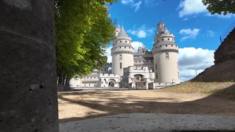 Slow Motion Reveal of Château de Pierrefonds Through Stone Walls, France Stock Footage 346458704