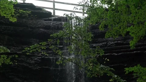 Slow Motion Reveal of Lush Waterfall Stock Footage 282905127