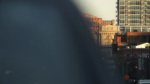 Slow Motion Reveal Shot Of Train Station Vídeo Stock 105247482