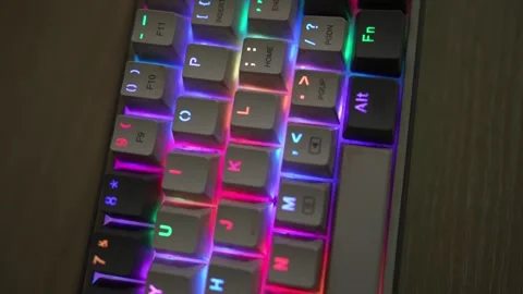 Slow motion RGB computer keyboard viewing footage Stock Footage 290947426
