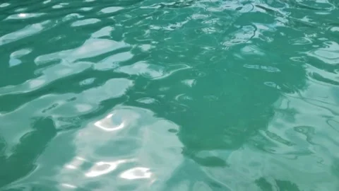 Slow motion ripples on the surface of the turquoise river Stock Footage 321321877