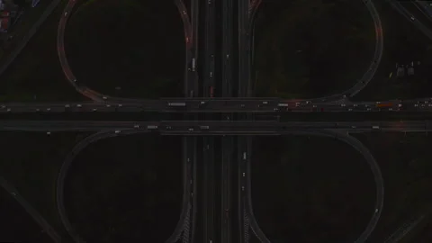 Slow Motion Rise Over Highway Loops and Overpass 库存影片 340535627