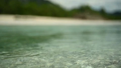 Slow motion of a river with blue water in summer Stock-Footage 211740938