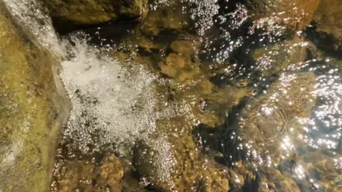 Slow motion of a river cascade with clear water Stock Footage 321860068