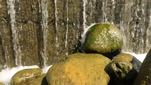 Slow motion of a river cascade with clear water Stock Footage 321860076