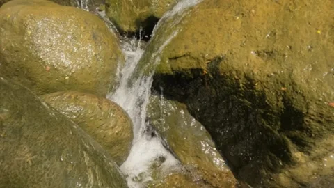 Slow motion of a river cascade with clear water Stock Footage 321860107