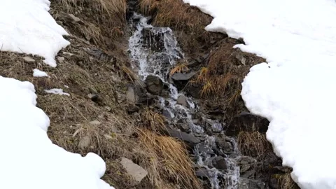 Slow motion river in the middle of the snow Stock Footage 257355095