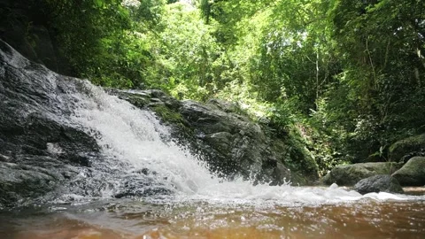 Slow motion of river or lake small waterfall in tropical river beautiful natural Stock-Footage 150475567