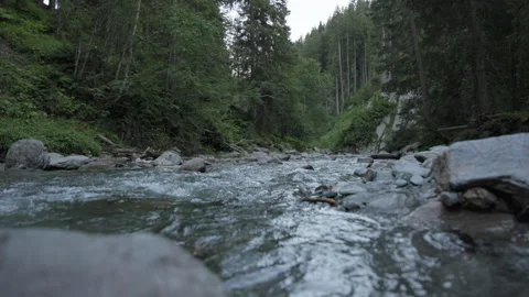 Slow Motion Of River Running Down Stream, Wide Shot 스톡 동영상 307707948