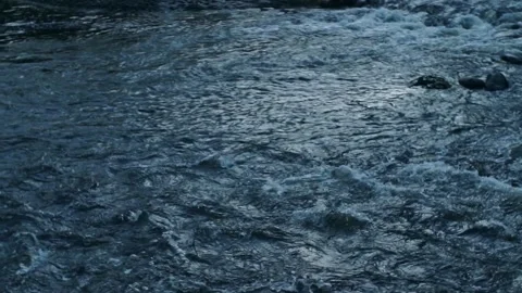 Slow Motion River with Small Rapids Panning Screen Left Stock Footage 233469345