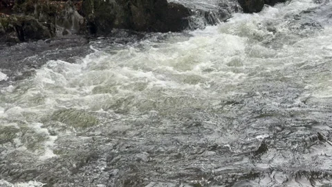 Slow motion river stream in the English mountains Lake district England UK 4K Vidéo 320361284