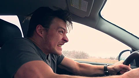 Slow Motion Road Rage of an Aggressive Driver Stock Footage 142485917