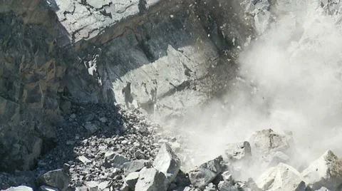 Slow-motion rock fall in open pit mine Vídeo Stock 12149359