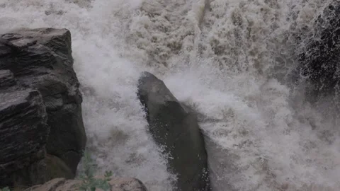 Slow Motion Rocks at Athabasca Falls near Jasper, Canada Stock Footage 276963868
