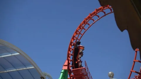 Slow motion rollercoaster with big copy space Stock Footage 62756147