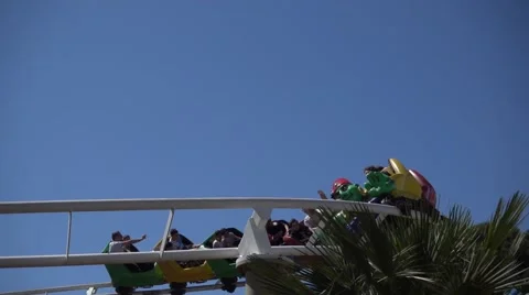 Slow motion rollercoaster ride Stock Footage 62756267