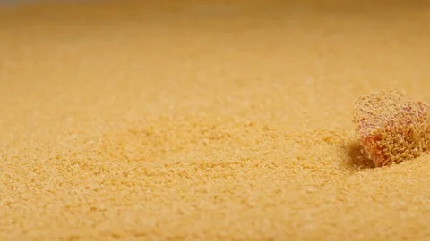 SLOW MOTION: Rolling a beef slice in a beading powder - macro shot 스톡 동영상 75436763