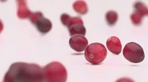 Slow motion rolling cranberries Stock Footage 33801405