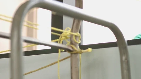 Slow Motion of Rope and Rusty Cart Stock-Footage 101671605