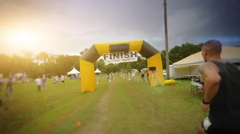 Slow Motion Runner Finishing Marathon Stock Footage 46322984