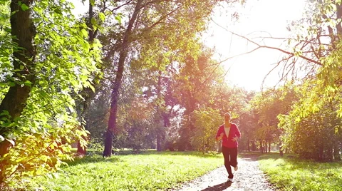 The Slow Motion of Running In the Nature Stock Footage 56428977
