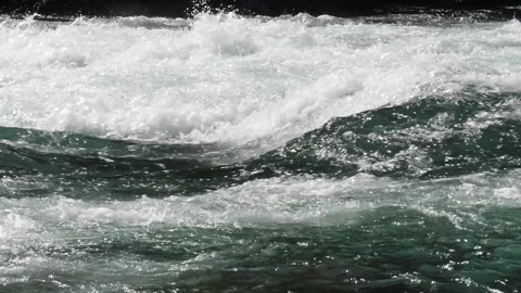 Slow motion of rushing and foaming water, wild water, rapids Stock Footage 137434844
