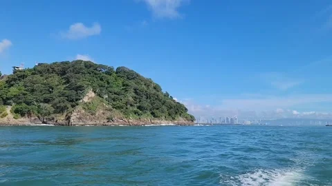 Slow motion sailing island in pacific ocean near Taboga Panama Stock Footage 295310967
