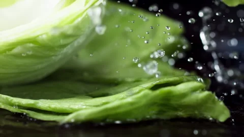 Slow Motion Salad Fall: Mesmerizing 1000fps Video Watch a captivating slow-motio Stock Footage 253297383