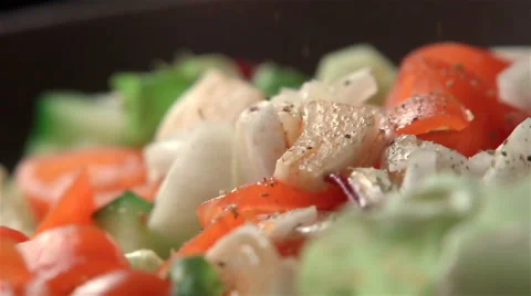 Slow motion of salad Stock Footage 47081235