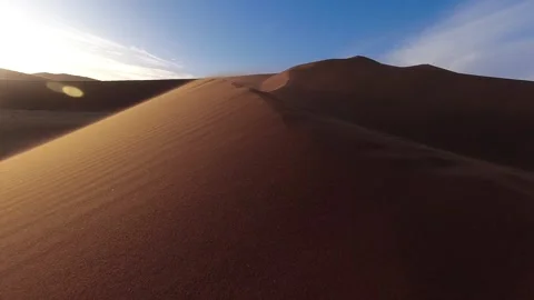 Slow Motion Sand Dune at Sunrise – Sossusvlei Desert, Namibia Stock Footage 337623767