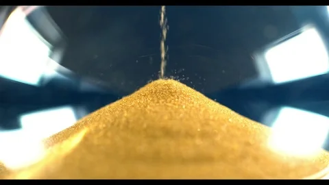 Slow motion sand timer flowing from through hour glass Stock Footage 83999602