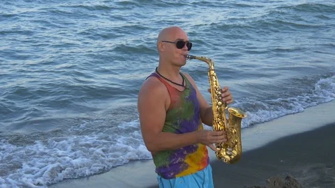 Slow Motion Saxophone Player Stock Footage 94043455