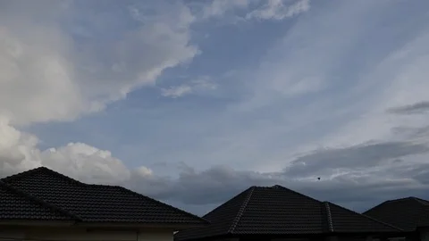 Slow motion scene, blue sky after rain storm Stock Footage 92644246