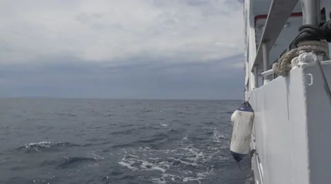 Slow motion scene on a boat with waves at summer on holiday Stock Footage 54218643