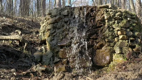 Slow motion scene of forest waterfall close-up video Stock Footage 107735942