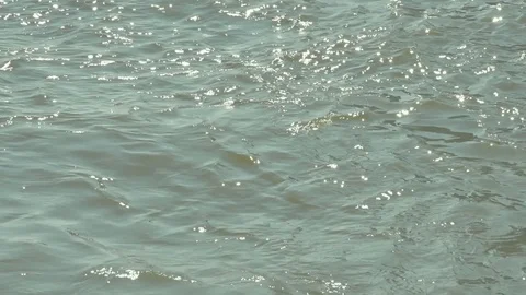 The Slow motion scene of the waves in the river with the glittering sunshine Stock Footage 104582443