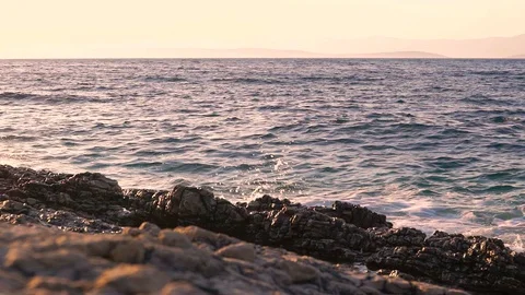 Slow motion scenic sunset over the water, Croatia. Stock Footage 114685206