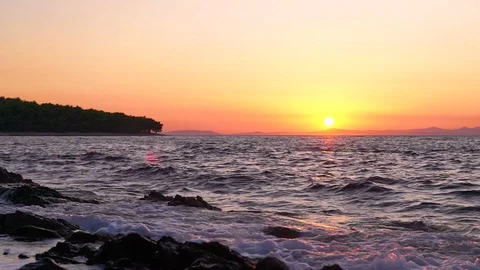 Slow motion scenic sunset over the water, Croatia. Stock Footage 114686015