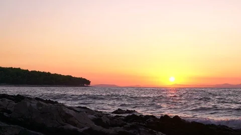 Slow motion scenic sunset over the water, Croatia. Stock Footage 114686146