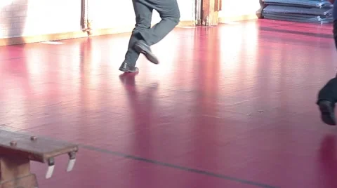 Slow Motion School Children running in school hall Stock Footage 66777796