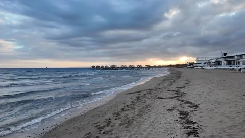 The Slow Motion Of The Sea Along The Sandy Shore Stock Footage 272949519