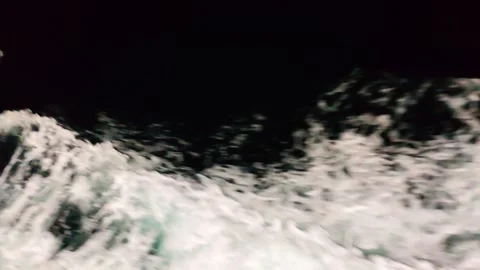 Slow motion sea foam from a ferry boat at night in Istanbul Video stock 337075228